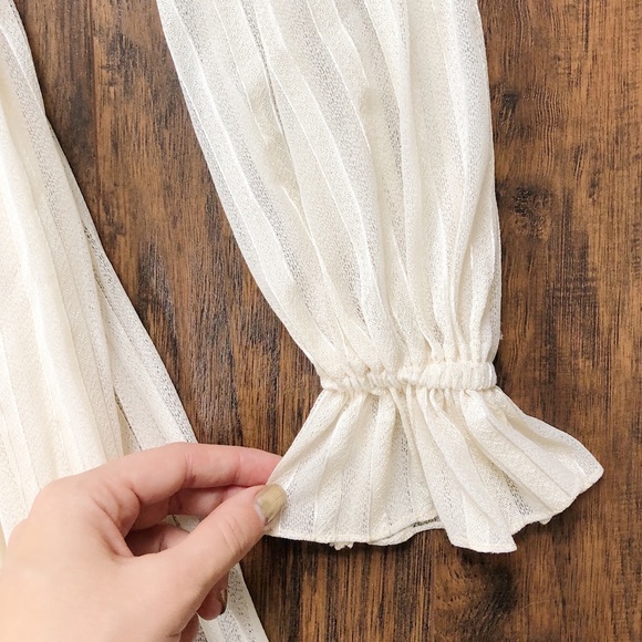 SOLD vintage • 70s cream maxi dress striped boho peasant fairy coquette bride - Picture 10 of 13